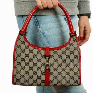 Gucci Vintage Jackie Bardot GG Monogram Canvas Hobo Shoulder Bag
